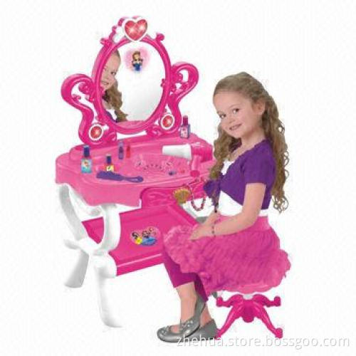 Kids' Plastic Dressing Table with Light, Music, Mirror and Hair Dryer